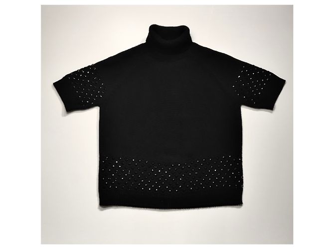 Top Blumarine de cashmere e lã preto com strass - vista 5