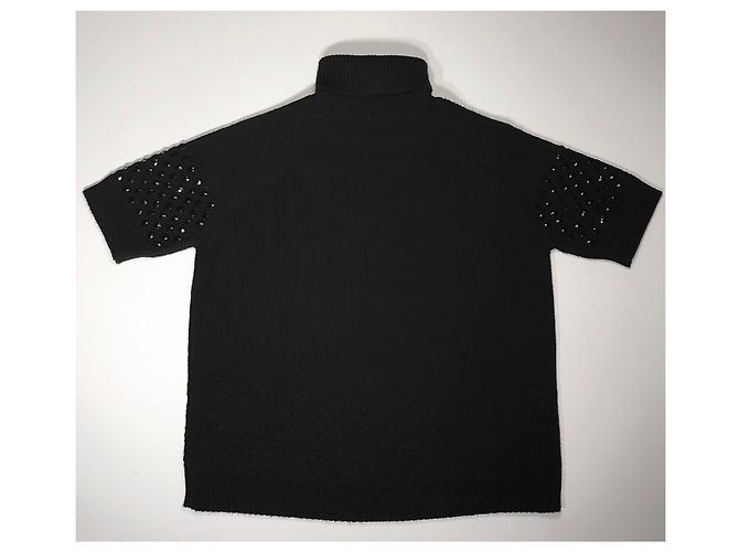 Top Blumarine de cashmere e lã preto com strass - vista 7