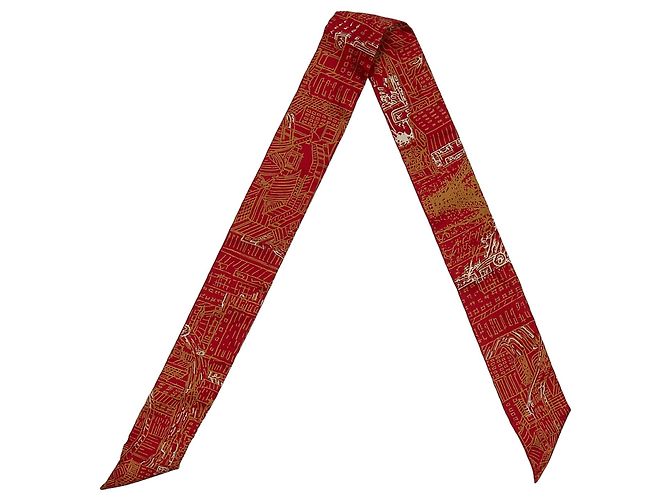 Hermès Hermes Roter Laire de Ginza Twilly Seidenschal Mehrfarben - Ansicht 2