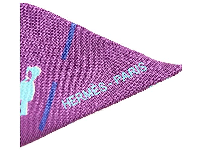 Hermès Hermes Purple Ginza 5-4-1 Sciarpa di seta twilly Multicolore Porpora - vista 6