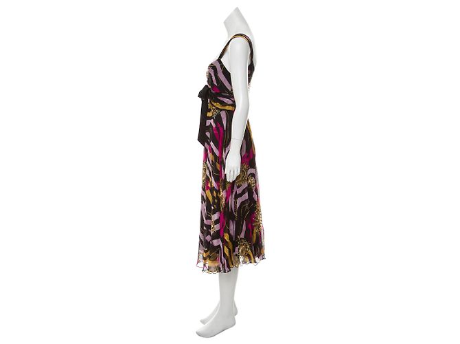 Diane Von Furstenberg Vintage Mikahil Seidenkleid Schwarz Mehrfarben - Ansicht 2