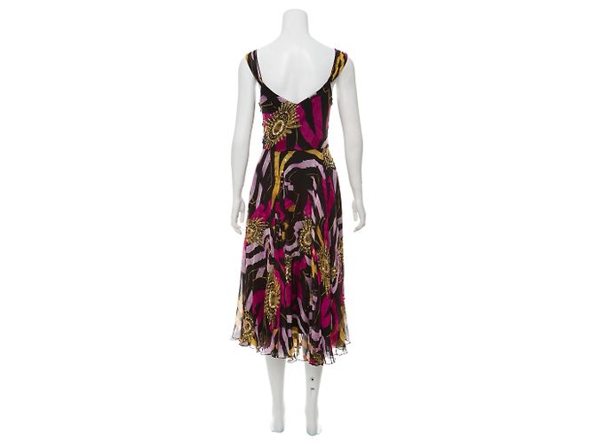 Diane Von Furstenberg Vintage Mikahil Seidenkleid Schwarz Mehrfarben - Ansicht 3