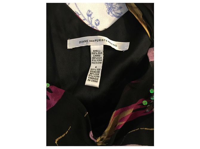 Diane Von Furstenberg Vintage Mikahil Seidenkleid Schwarz Mehrfarben - Ansicht 4