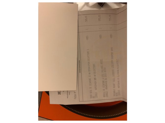Hermès Cinturón H reversible Gris pardo Coñac - vista 6