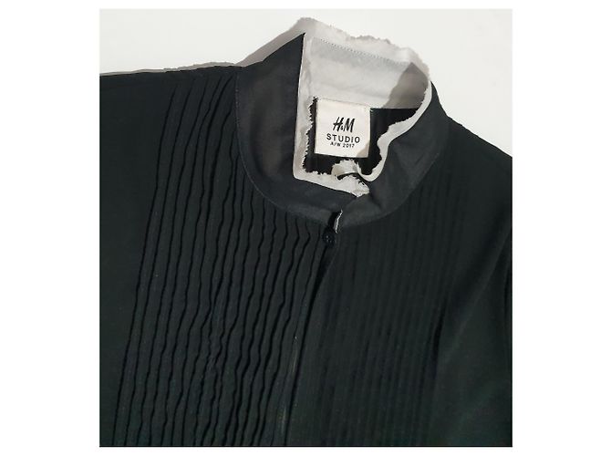 Autre Marque Camicetta trasparente H&M Studio nera e bianca in poliestere Taglia 38 Nero Bianco - vista 2