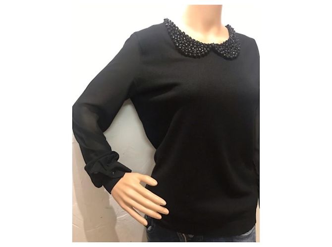 Autre Marque Jersey Paul Brial Negro de Viscosa con Cuello de Strass - vista 2