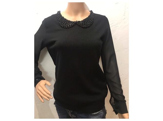 Autre Marque Jersey Paul Brial Negro de Viscosa con Cuello de Strass - vista 5