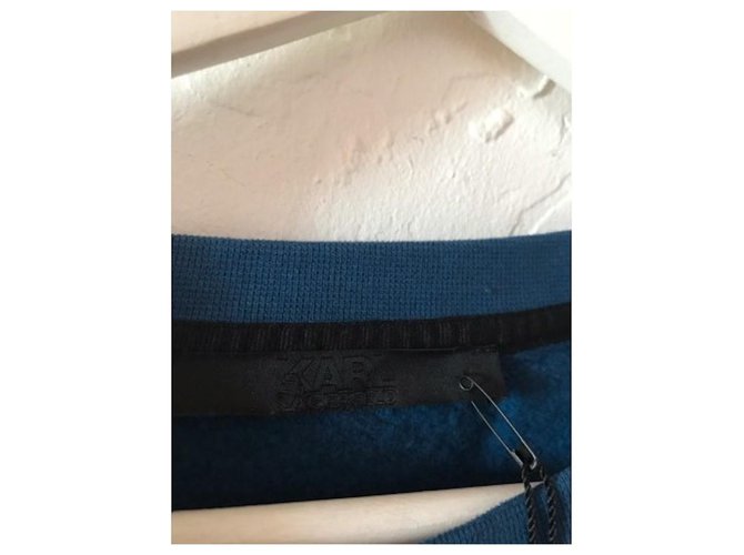 Karl Lagerfeld Blauer Baumwollpullover Rundhals - Ansicht 5
