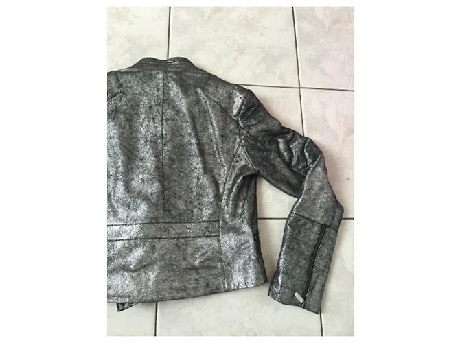 Karl Lagerfeld Lederjacke aus Ziegenleder Grau Silber - Ansicht 4