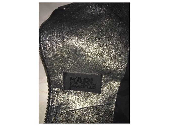 Karl Lagerfeld Lederjacke aus Ziegenleder Grau Silber - Ansicht 6