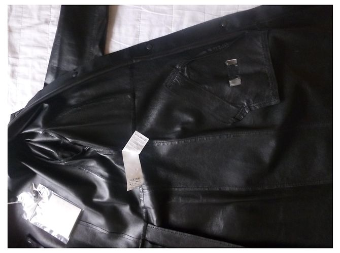 Cappotto Sportmax in pelle d'agnello nero - vista 13