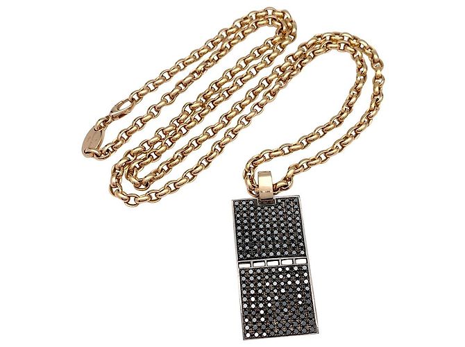 Pendente, Catena Edouard Nahum in oro rosa e annerita, diamanti neri. - vista 8