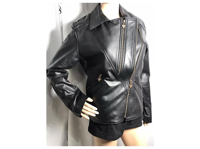 Autre Marque Perfecto schwarze Lederjacke - Ansicht 11