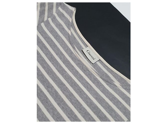 Vestido Ganni de algodón a rayas gris Blanco - vista 2