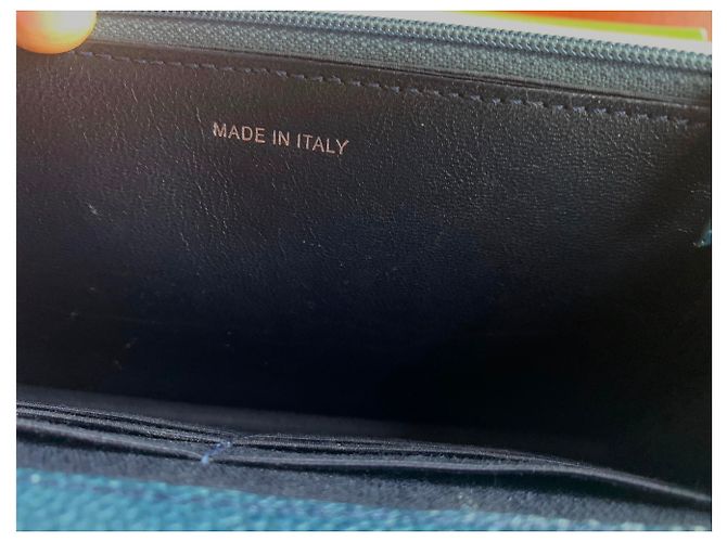 Portafoglio CHANEL con catena in pelle blu caviale - vista 5