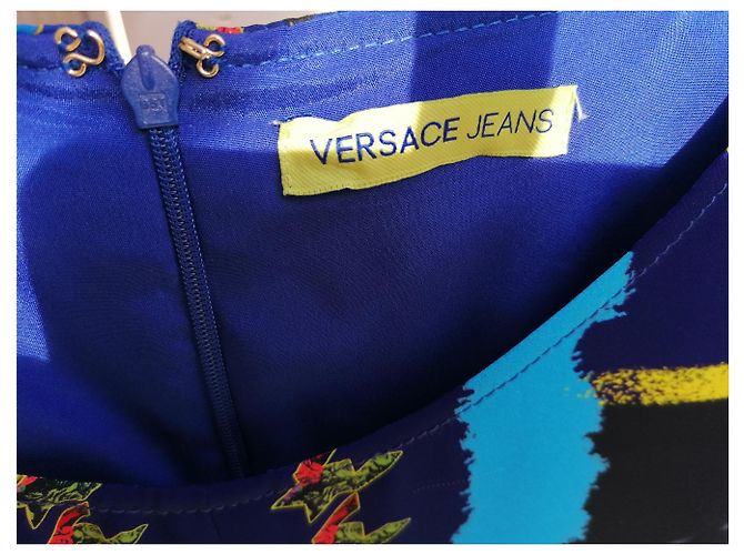 Versace Jeans Kleid Gelb und Dunkelblau Polyester - Ansicht 3