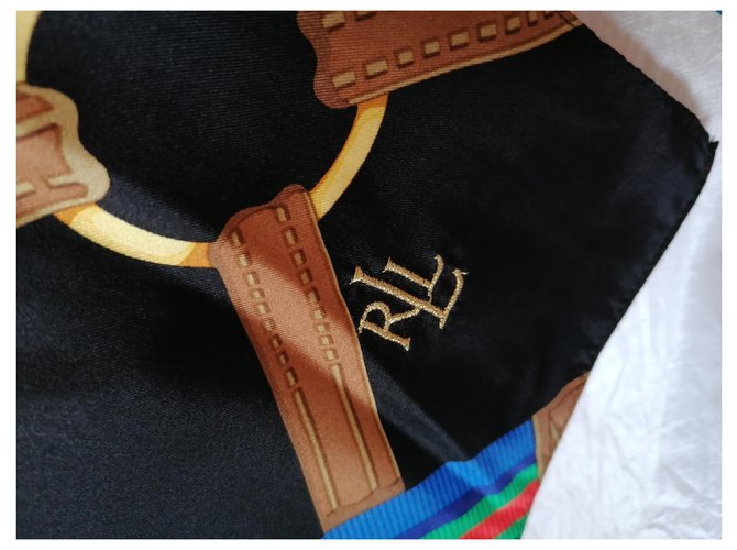 Autre Marque Sciarpa Ralph Lauren in seta nera Nero - vista 2