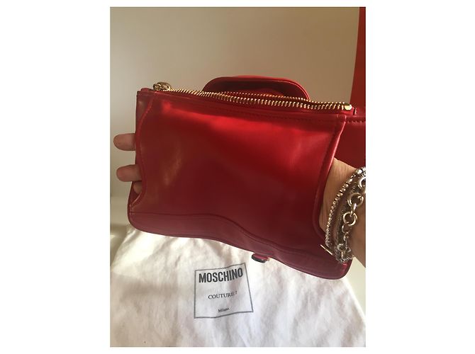 Pochette Moschino Biker Rossa in Pelle Rosso - vista 4