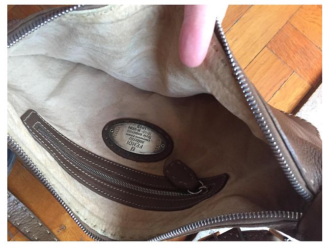 Borsa a spalla Fendi Selleria Caramello - vista 8