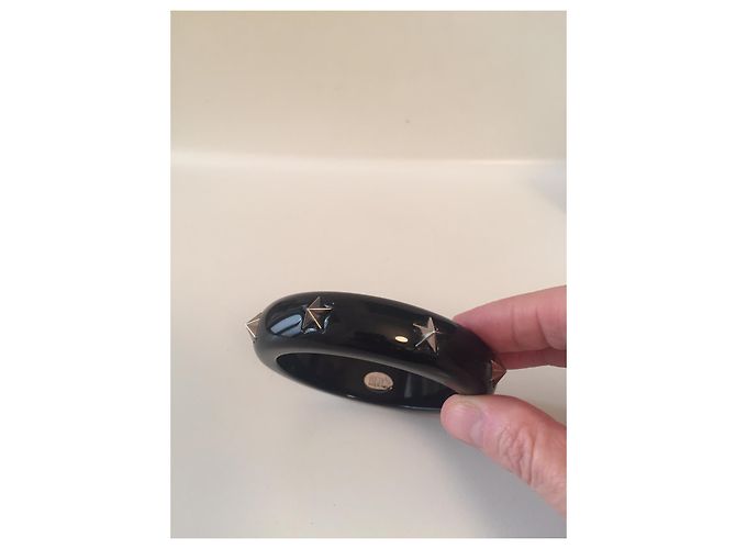 Bracciale rigido Red Valentino in plastica nera con stelle argentate Nero - vista 2