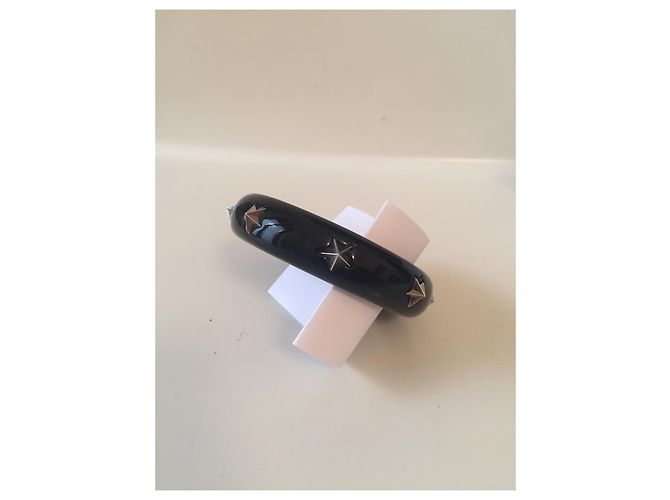 Bracciale rigido Red Valentino in plastica nera con stelle argentate Nero - vista 4