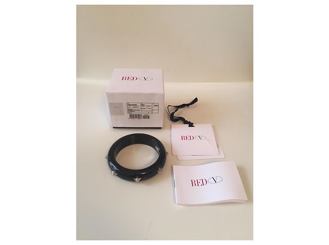 Bracciale rigido Red Valentino in plastica nera con stelle argentate Nero - vista 5