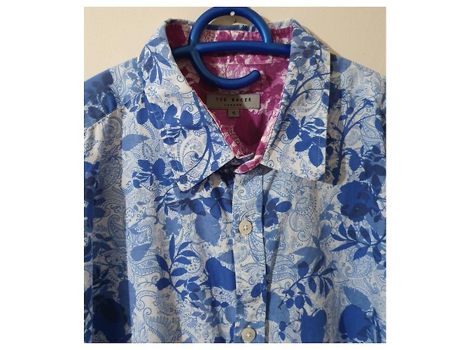 Ted Baker Baumwollhemd mit Blumenmuster blau - vista 3