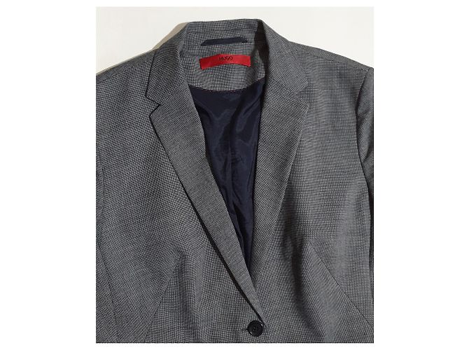 Hugo Boss Blazer Grau Wolle Viskose Mehrfarben - Ansicht 3