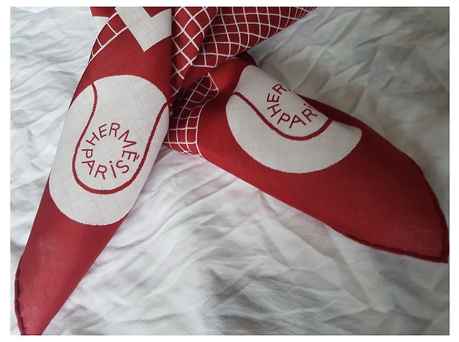 Hermès Lenços de seda Branco Bordeaux - vista 6