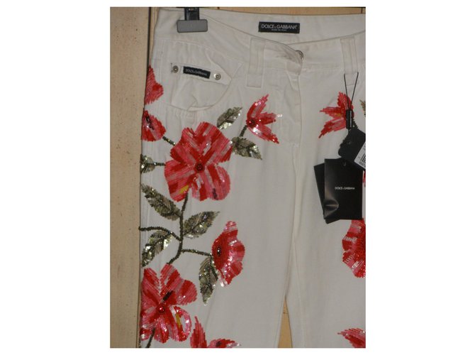 Vaqueros Dolce & Gabbana Blancos de Algodón Talla 40 - vista 2