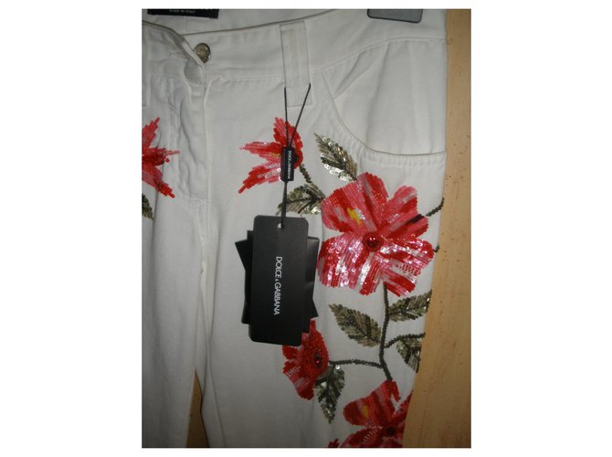 Vaqueros Dolce & Gabbana Blancos de Algodón Talla 40 - vista 3