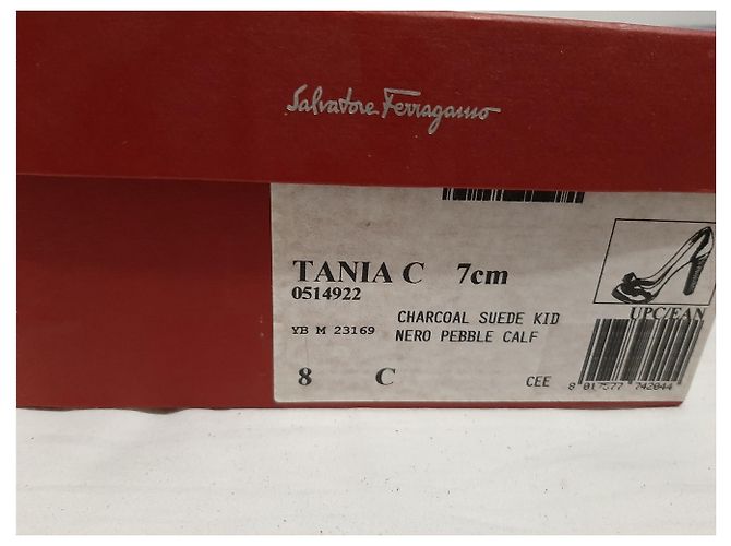 Décolleté Salvatore Ferragamo in pelle nero e grigio scuro Grigio antracite - vista 7