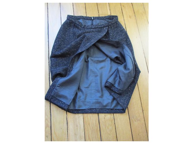 Saia envelope Chanel azul marinho de lã e lurex 42 - vista 3
