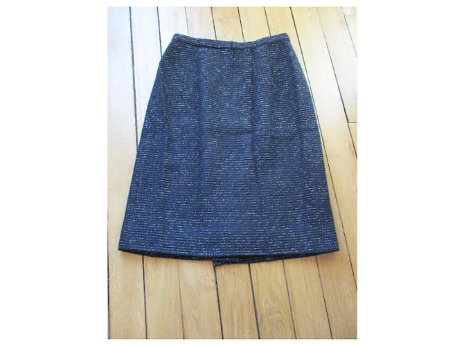 Saia envelope Chanel azul marinho de lã e lurex 42 - vista 4