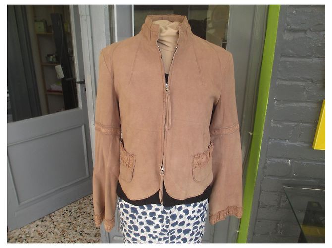 Autre Marque China Belgian Jacke aus Pécari Leder Beige - Ansicht 3