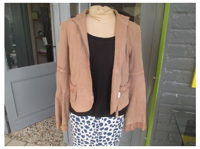 Autre Marque China Belgian Jacke aus Pécari Leder Beige - Ansicht 4