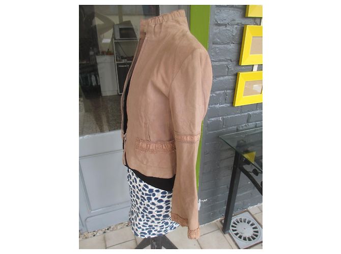 Autre Marque China Belgian Jacke aus Pécari Leder Beige - Ansicht 6