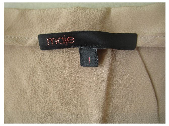 Camicetta Maje in seta beige con strisce corallo - vista 7