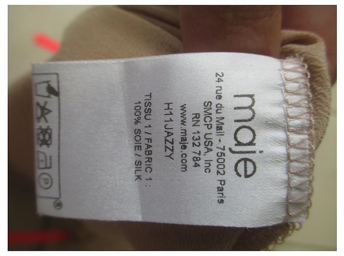 Camicetta Maje in seta beige con strisce corallo - vista 8