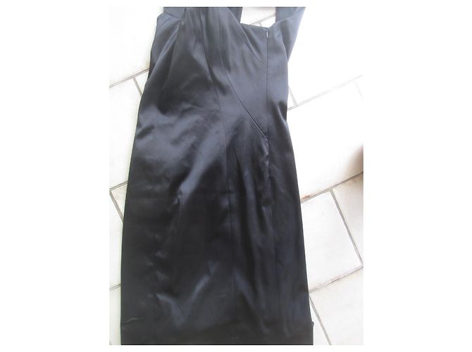 CAROLL Kleid aus schwarzem Satin - Ansicht 3