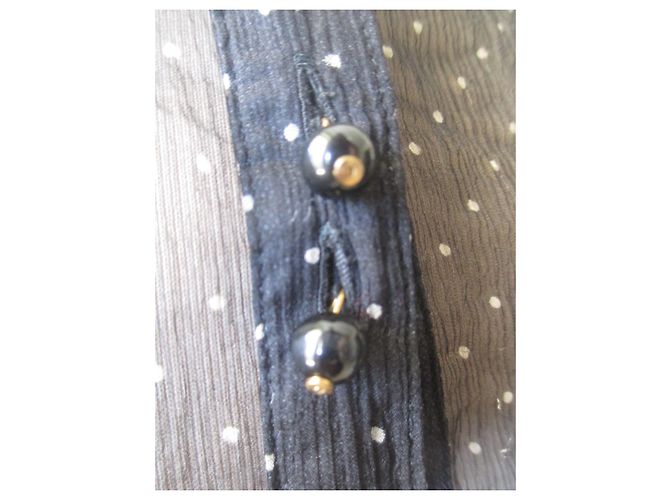 Camicetta Massimo Dutti in seta nera con maniche a pois trasparenti Nero D'oro - vista 5