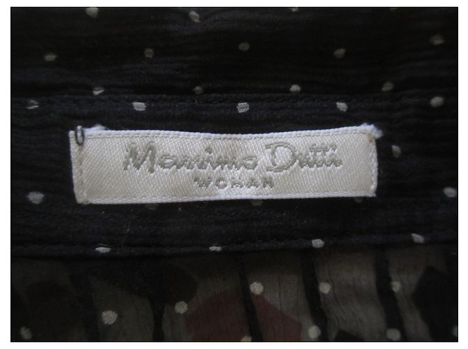 Camicetta Massimo Dutti in seta nera con maniche a pois trasparenti Nero D'oro - vista 8