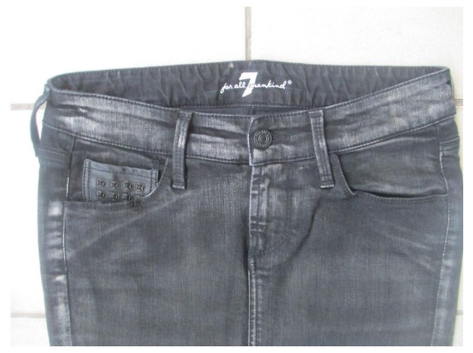 Falda recta de mezclilla negra 7 For All Mankind Negro Gris - vista 3