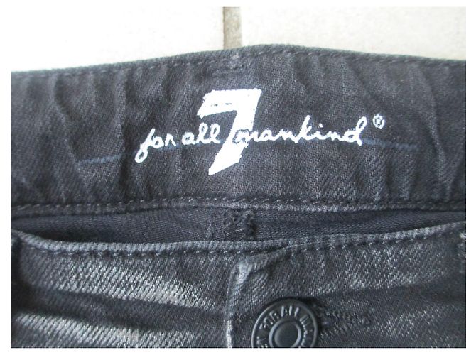 Falda recta de mezclilla negra 7 For All Mankind Negro Gris - vista 4
