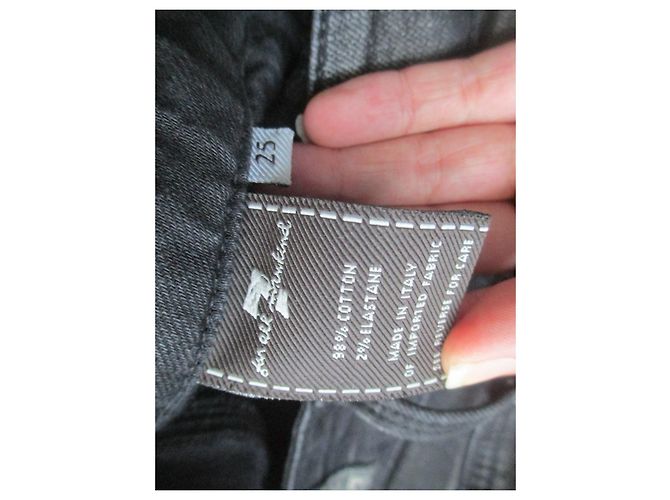 Falda recta de mezclilla negra 7 For All Mankind Negro Gris - vista 5