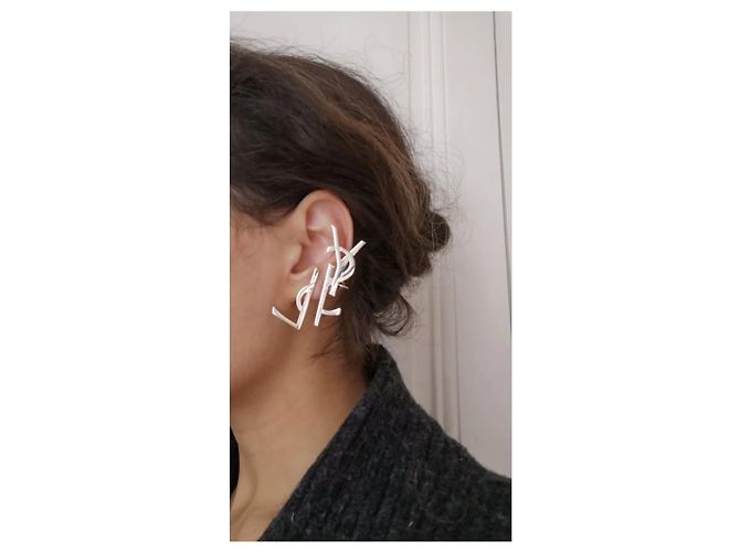 Orecchini Ear Cuff Saint Laurent Oro Acciaio D'oro - vista 3