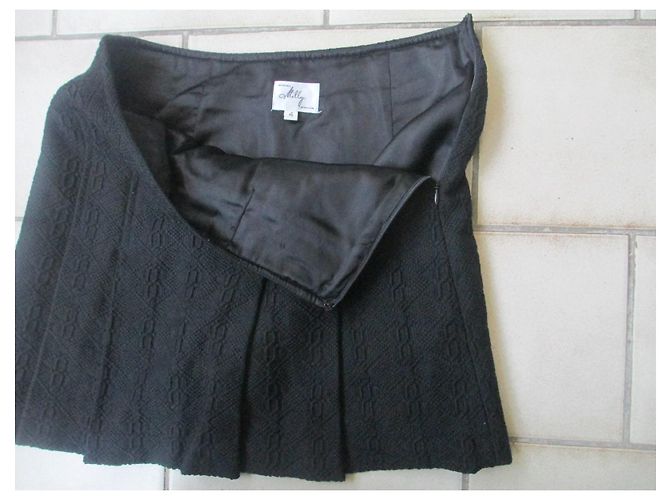 Falda de lana plisada negra Milly Negro - vista 8