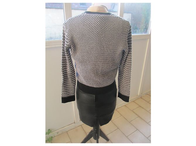 Autre Marque Cárdigan Stefanel de algodón negro y blanco - vista 5