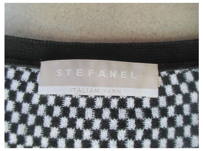 Autre Marque Cárdigan Stefanel de algodón negro y blanco - vista 6