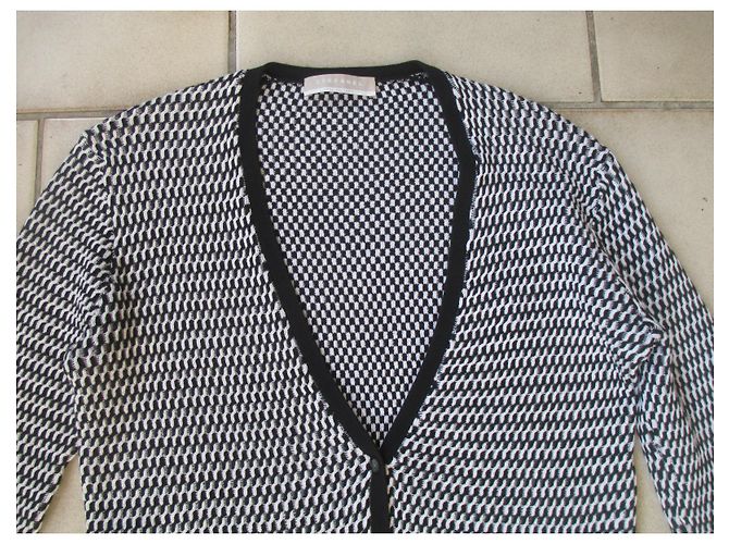 Autre Marque Cárdigan Stefanel de algodón negro y blanco - vista 7
